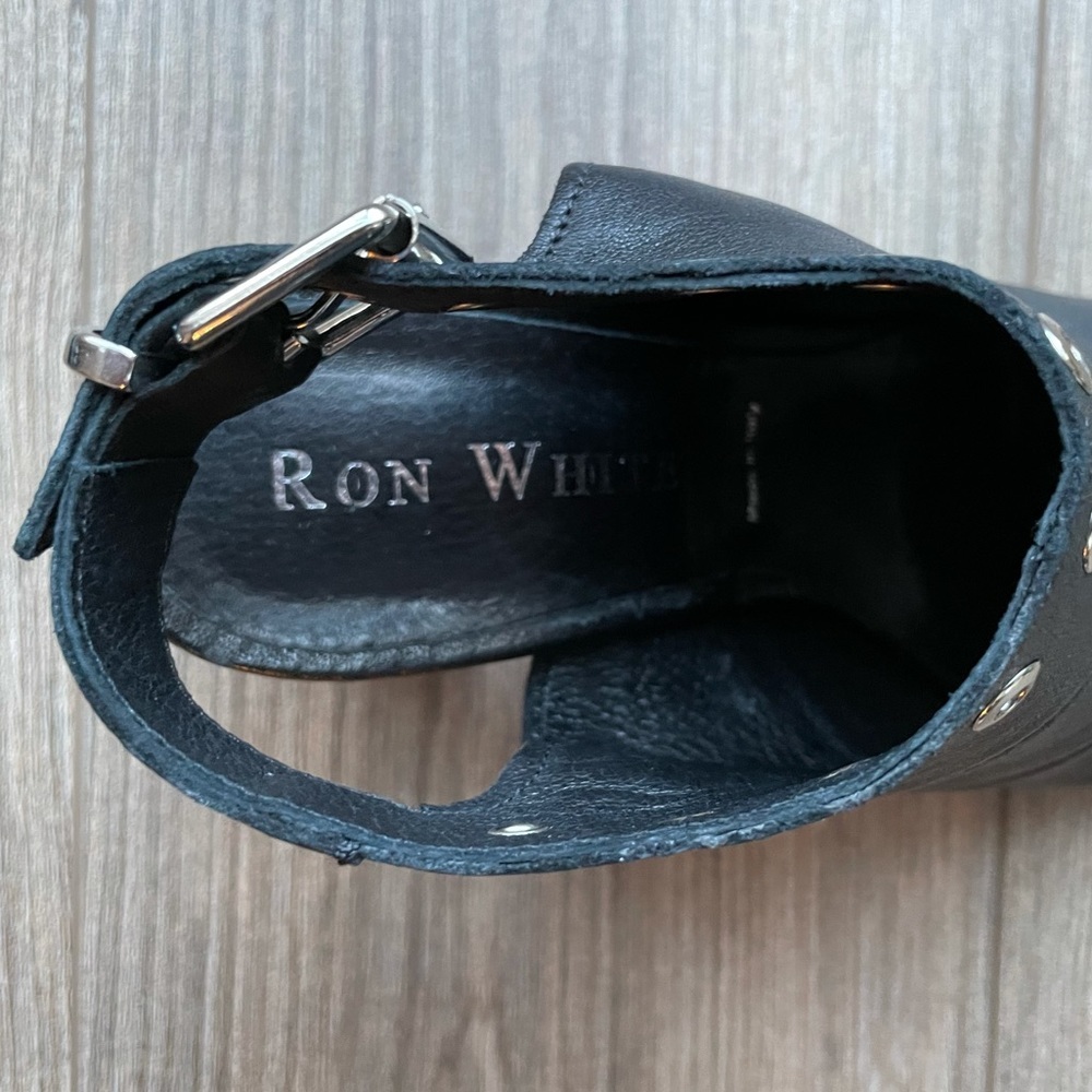 Ron White Shauna Black Leather Chunky Block Heel Sandals | 37 - Picture 9 of 11